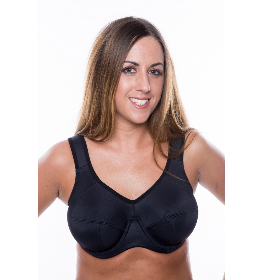 Gem Plus Size Sports Bra for Women Black Non Wired High Impact Support Bras 