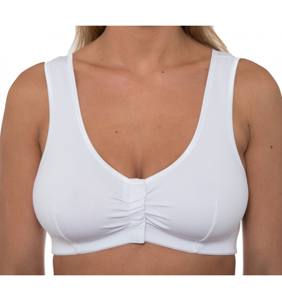 Gemm Ladies Womens Front Fastening Non Wired Firm Hold Lace Non Padded Bra  (White, 34D) : : Fashion