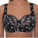 Gemm Ladies Plus Size Lace Underwired Non Padded Full Cup Black Silver Bra