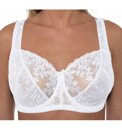 Ladies Plus Size Bras Sexy Lace Underwired Non Padded Large Full Cup Firm Hold White