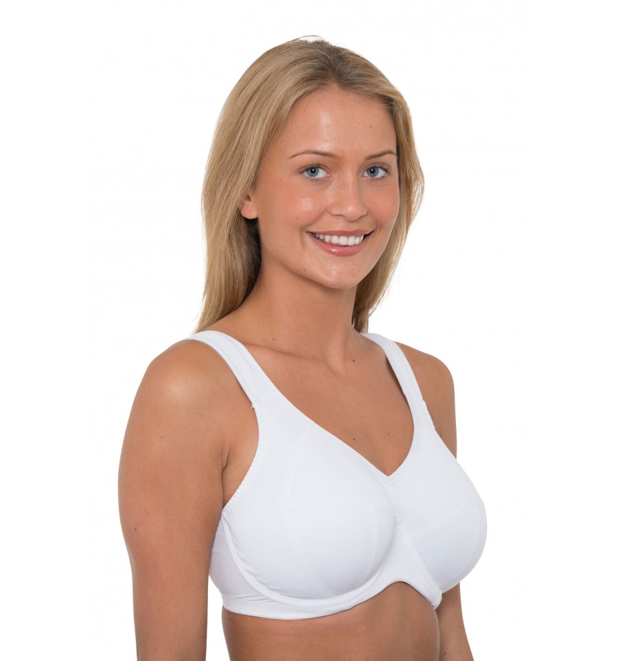 Ladies Plus Size Non Wired Firm Hold Lace Non Padded Bra White 34-46 D-J
