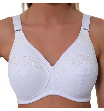 Ladies Cotton Rich Total Support Non Wired Plus Size Bra White 34-46 D-J