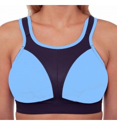 Orchid Womens Plus Size Medium High Impact Non Wired Zip Front Black Active Sports Bra