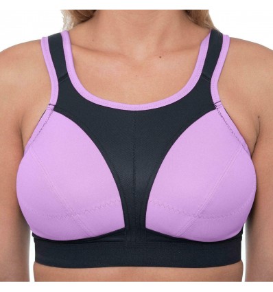 Womens High Impact Plus Size Sports Bra Non Wired Large Gym Running Exercise Bra Black Lilac