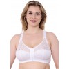 Ladies Cotton Rich Non Wired Front Fastening Lace Bra Non Padded Cups Firm Support White