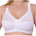 Gemm Ladies Non Wired Front Fastening Lace Bra Non Padded Cups Firm Support White