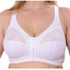Ladies Non Wired Front Fastening Lace Bra Non Padded Cups Firm Support White